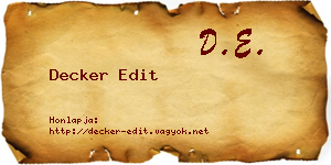 Decker Edit névjegykártya